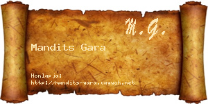 Mandits Gara névjegykártya